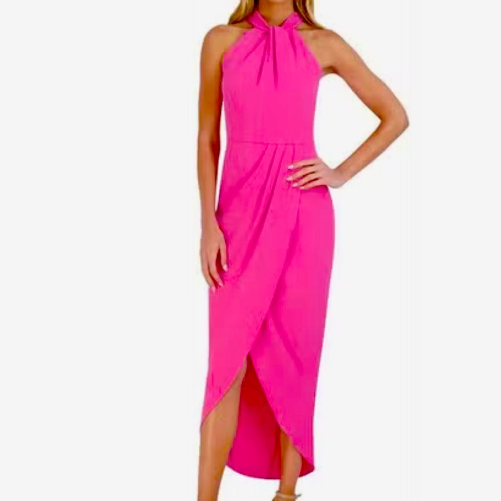 Julia Jordan Hot Pink Halter Maxi Dress